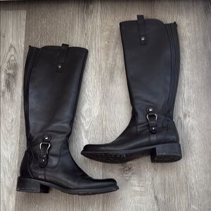 Blondo Black Leather Moto Combat Riding Boots